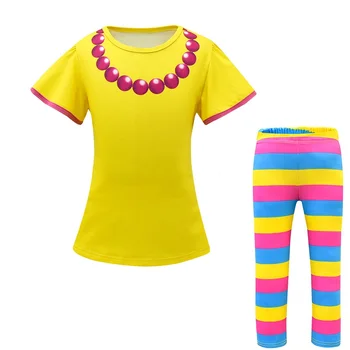 

MUABABY Cartoon Girls T-Shirt and Rainbow Pants 2 Packs Children Swing Flared Fancy Dress Clothes Set Kids Girl Nancy Costume