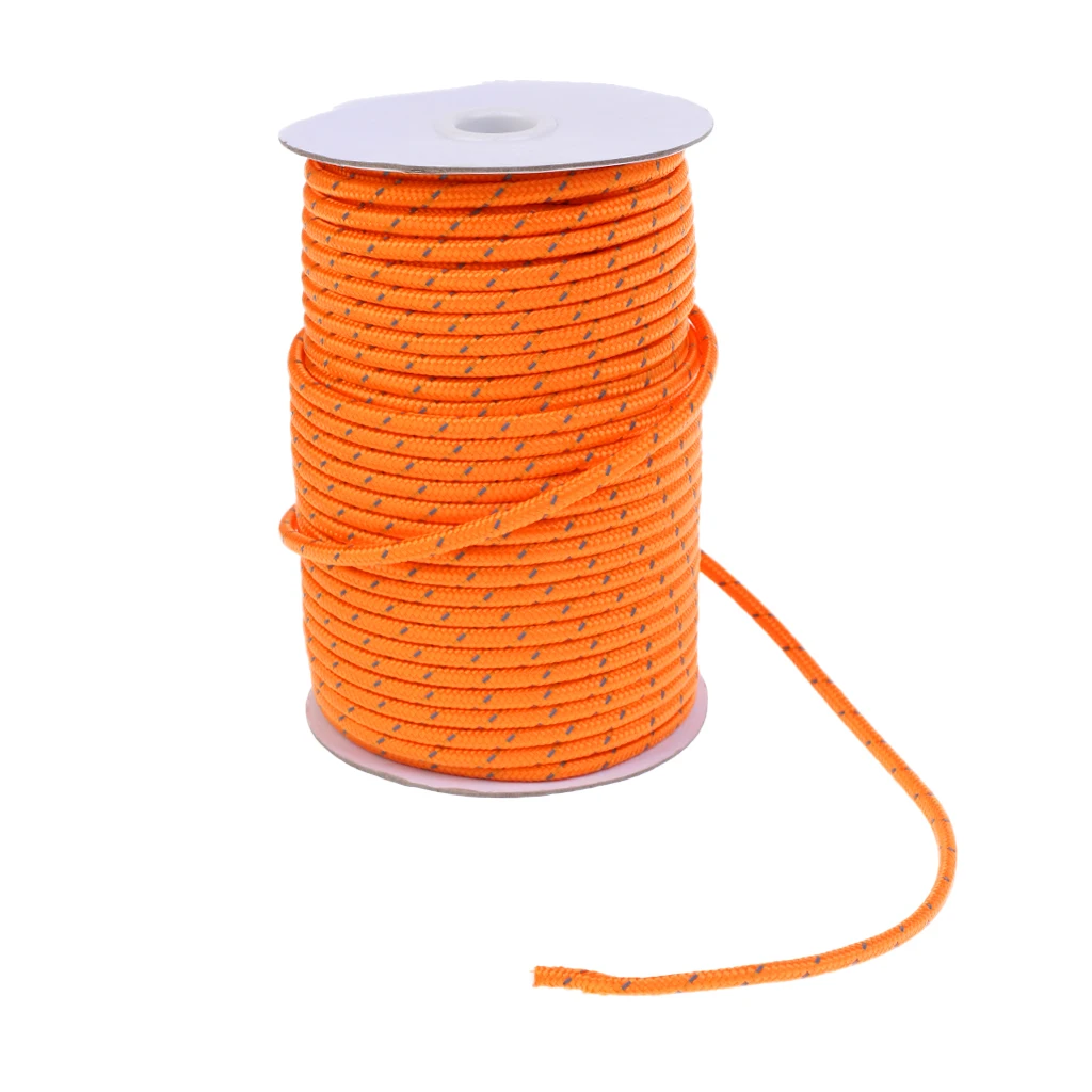 High Visibility 5mm 50m Fluorescent Reflective Guyline Tent Rope Nylon Cord Paracord for Outdoor Camping Hiking Tent 