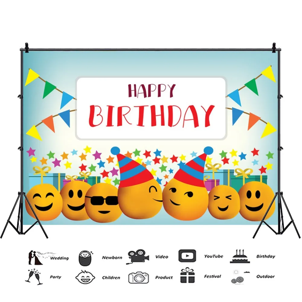 Laeacco Kid Backdrops For Photography Baby Cartoon Birthday Party Flag Poster Banner Photo Backgrounds Photocall Photo Studio