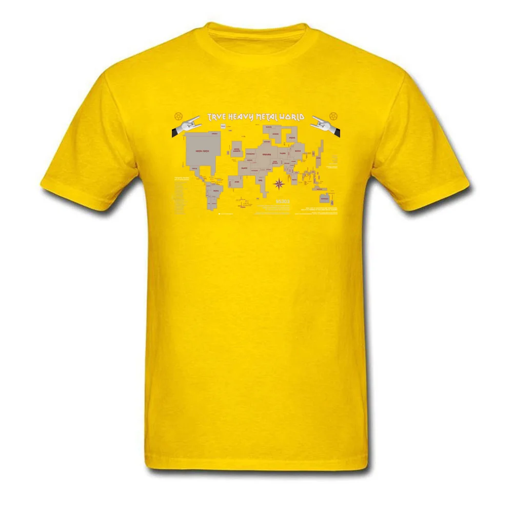 Tops Tees True Heavy Metal World Map ostern Day Short Sleeve Pure Cotton Crewneck Men T Shirt Summer Sweatshirts Prevailing True Heavy Metal World Map yellow