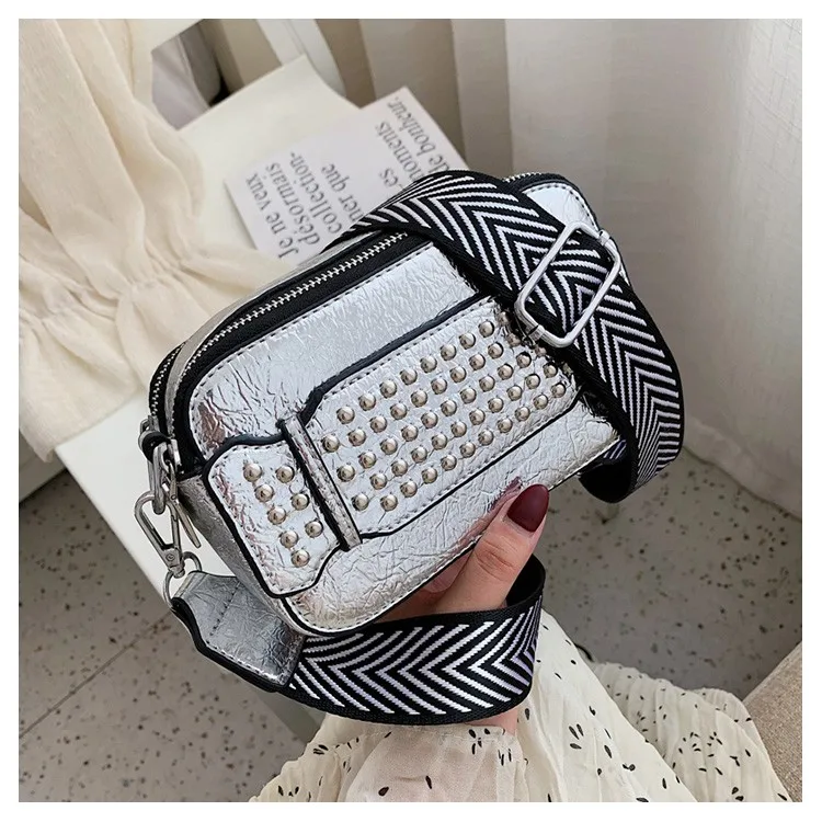 

2019 Messenger bag ladies leather handbag women bag ladies bag designer striped wide shoulder strap casual shoulder bag one main