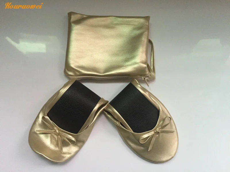 Free Shipping Indispensable Women Flats Shoes Gold Foldable Ballet Indispensable Women Flats Shoes Gold Foldable Ballet Flat In Bag Roll Up With Logo Ballerina S From On Aliexpress