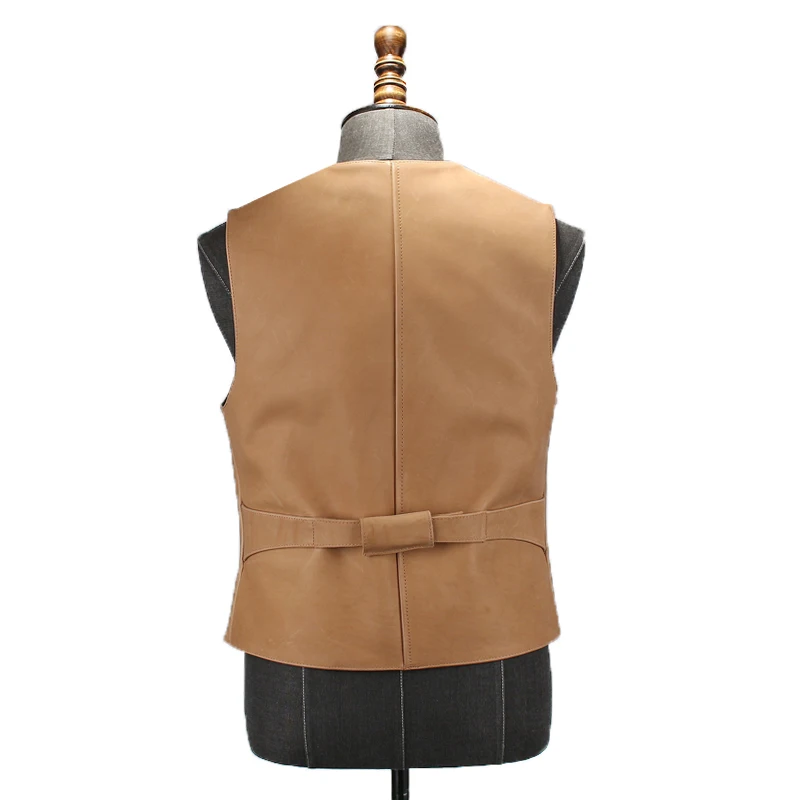 Lire Hommes Qualité Cuir En Élégant Super 180323 Taille 1 Gilet Vintage La De Asiatique Peau Vache Description AqBAR
