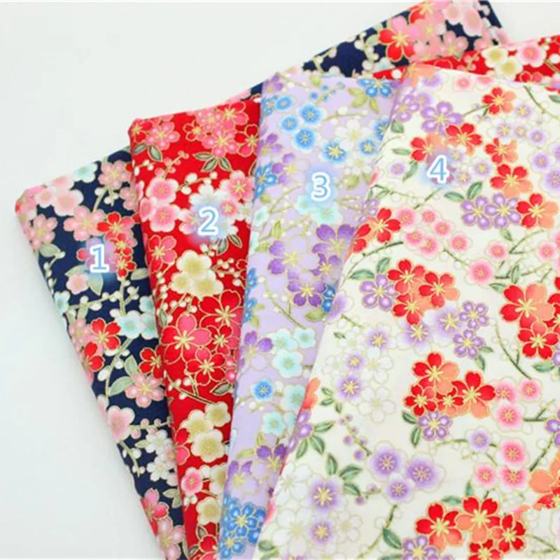 1065 49 De Réductioncf25 12 Yard Fleurs De Cerisier Bronzant Tissu Japonais Estampage à Chaud Tissu Quilting Patchwork à La Main Couture