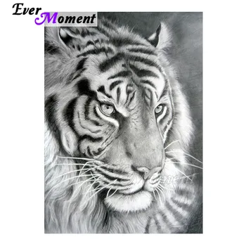 

Ever Moment Diamond Painting White Tiger Handmade Full Square Mosaic Picture Of Rhinestone Diamond Embroidery Decoration 3F1695