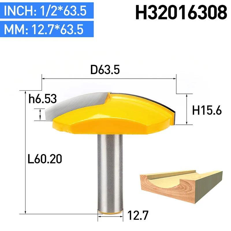 HUHAO 1 шт. 1/" 1/2" хвостовик ЧПУ тонкое круглое дно очистка бит деревообрабатывающий Фрезы Тип чаши фрезы - Длина режущей кромки: H32016308