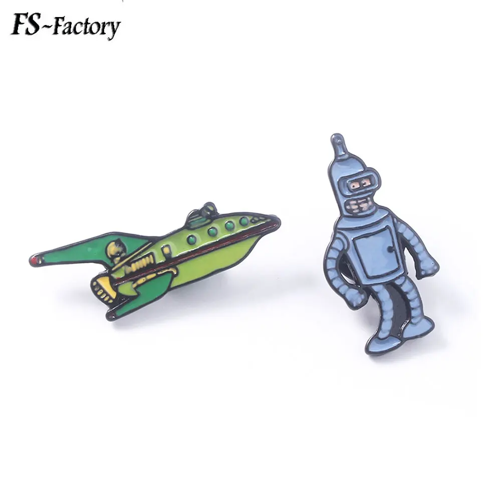 

2019 Futurama Pins Brooch Bender Bending Planet Express Ship Badge Brooches for Women Men Kids Coat Hat Backpack Jewelry