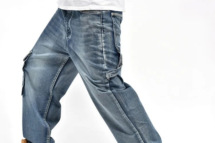 2017 Для мужчин s мешковатые джинсы черный свободный крой Плюс Большой Размеры джинсы для Для мужчин брюки-карго Штаны Для мужчин s хип-хоп жан