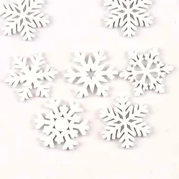 

15Pcs/lot Christmas Snowflake White Wood Decoration Handicraft DIY Crafts Scrapbooking Wooden Ornament Accessories 35mm m1782