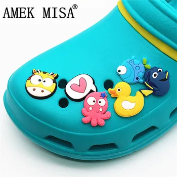 

12Pcs/Set PVC Cartoon Shoe Decorations Animal Series Garden Shoe Croc Charm Accessories for JIBZ/ Wristbands kids Party Xmas