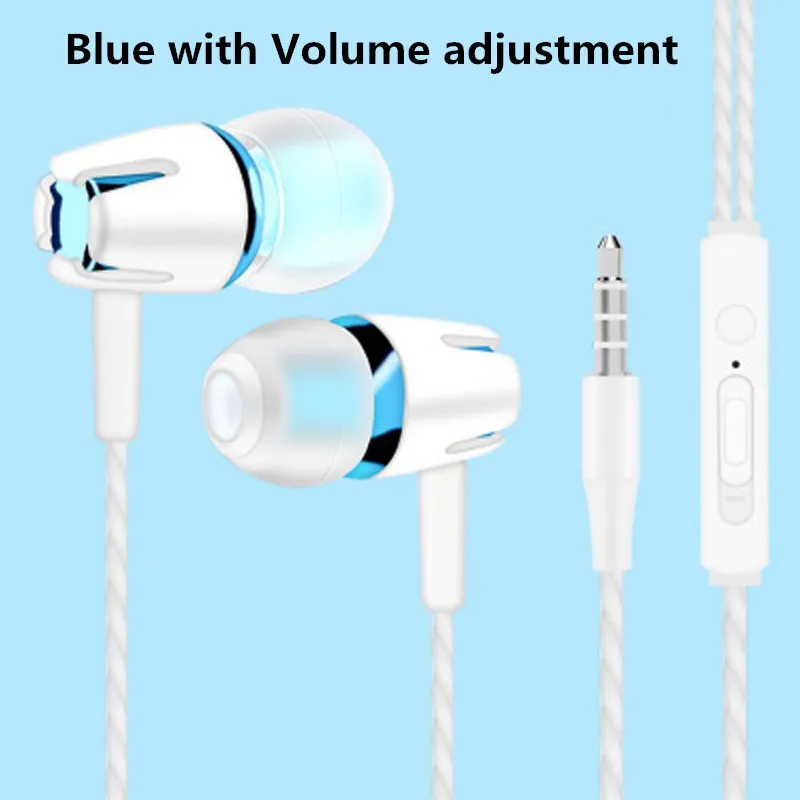 Soulusic проводные наушники, светящиеся наушники, регулировка громкости, головка телефона, в ухо, стерео, Спортивная гарнитура с микрофоном - Цвет: Blue with Volume