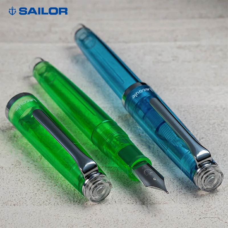 

Sailor Japan transparent fountain pen stainless steel green blue 0.38mm 11-8034