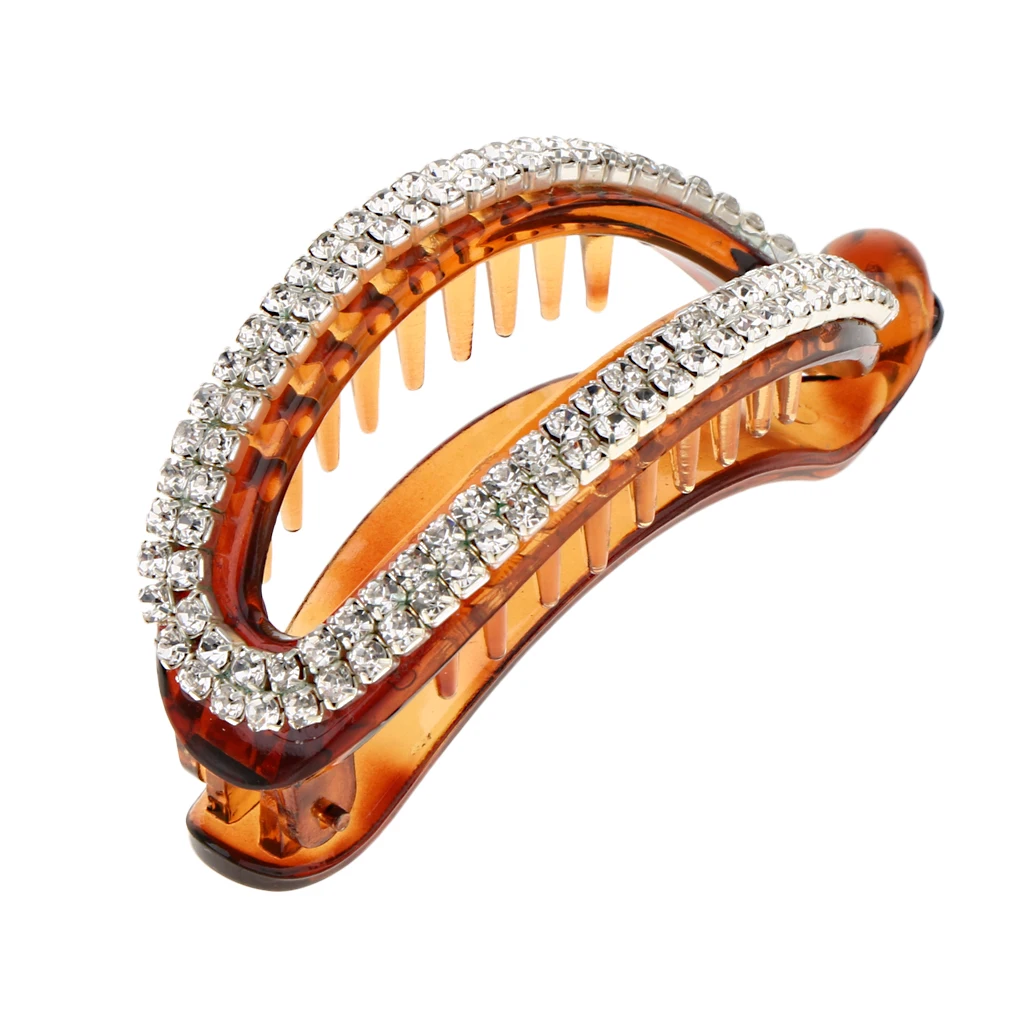 Fashion Women Lady Hollow Rhinestone Hair Banana Clip Ponytail Holder Clamp Hair Accessories