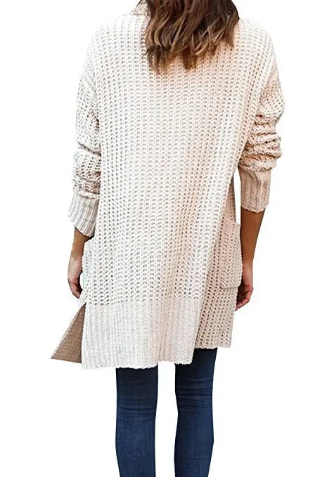 BYUAN Long Sweaters Ladies Solid Knitted Sweater Women Coat 2018 Autumn Winter Fall Sweaters for Women Cardigan Sweater Mujer