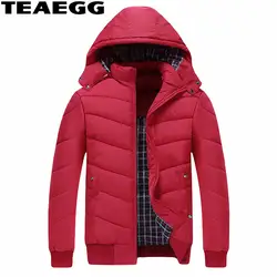 TEAEGG Красный Зимняя Мужская парка куртка 2019 шляпа съемный Хлопок Зимняя для человека костюмы Blouson Homme Hiver куртки AL457