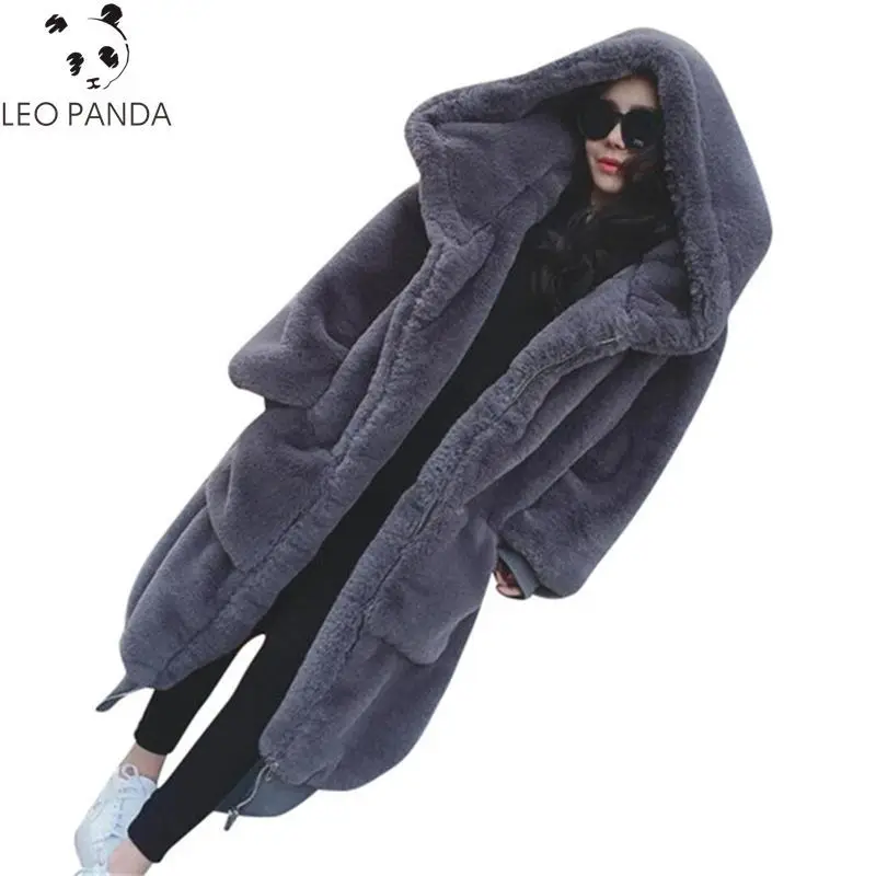 

Plus Size 2019 New Winter Women Faux Fur Coat Fashionable Beaver Rabbit Hair Thicken Warm Long Hooded Loose Casual Female Parka