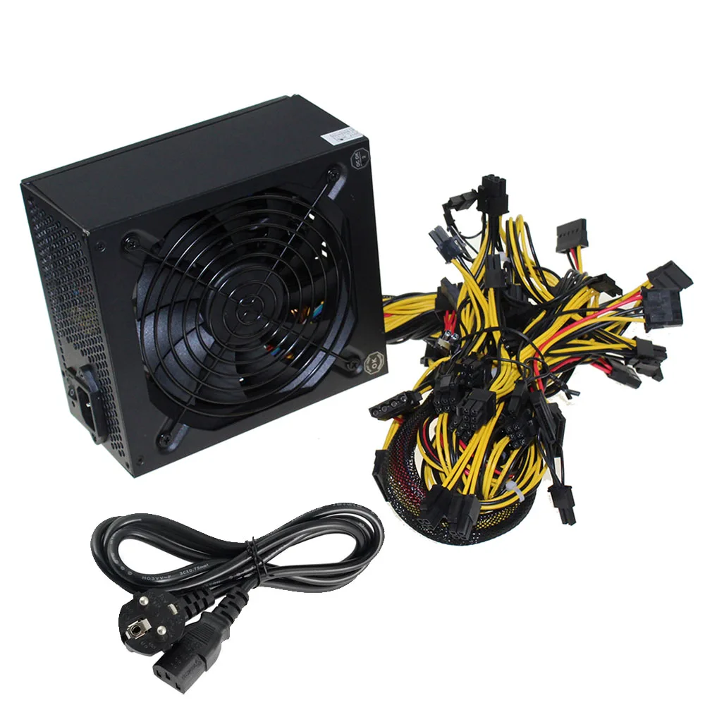 Crypto Power Supply 1600W 80+ Gold Modular PSU For Ethereum Mining Rig –  Powers Up To 6 GPUs Efficiently 1600W Mining Power Supply