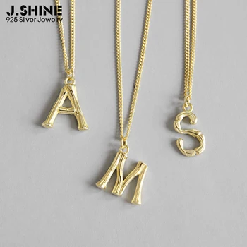 

JShine INS Hot 925 Sterling Silver Necklace Simple Small English Letter Pendant Necklace Female Gold A S M Alphabet Necklace