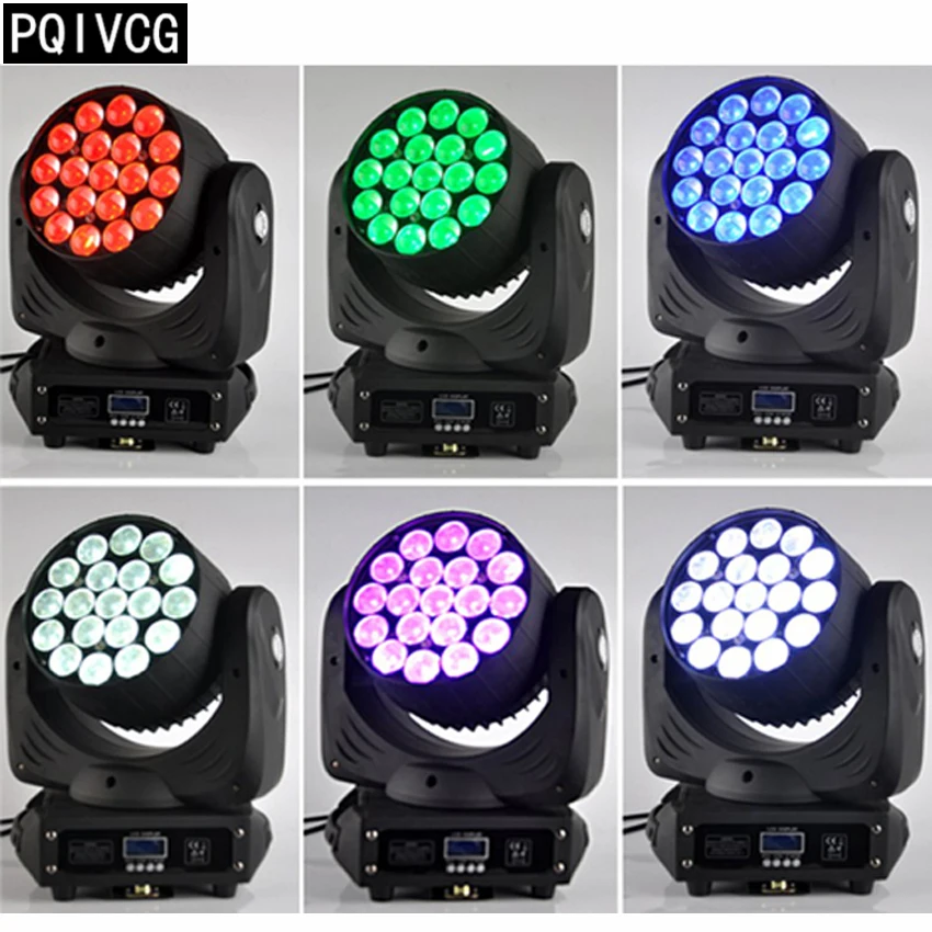 

6pcspc/19x12w Zoom moving head light rgbw 4in1 dmx Zoom Dyeing moving head