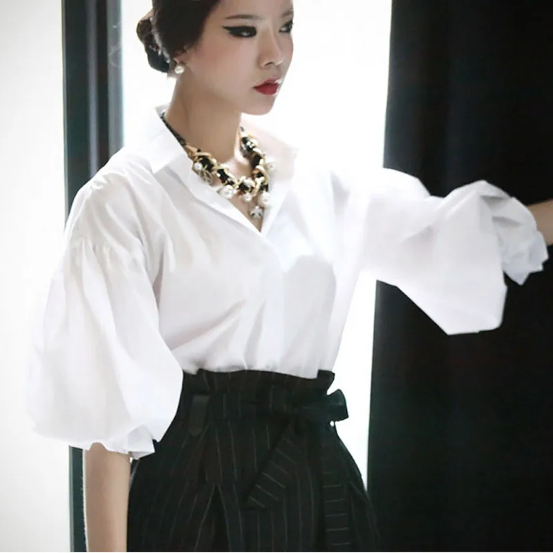 Vintage Lantern Sleeve Blouse Womens 