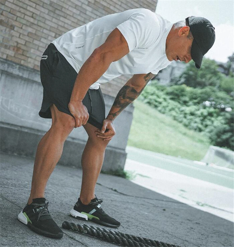 Летние Новые 2 в 1 спортивные шорты для мужчин повседневные бега Homme с карманами