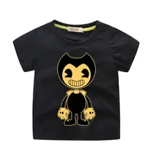 Crianças dos desenhos animados bendy jogo impressão t superior traje para meninos camisa de verão roupas das meninas crianças t-shirts do bebê tx123