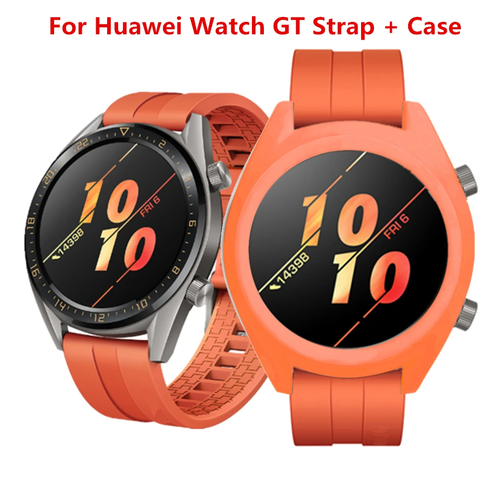 2в1 силиконовый ремешок для часов+ ТПУ чехол для huawei Watch GT Active ремешок для huawei GT Смарт часы Сменные аксессуары