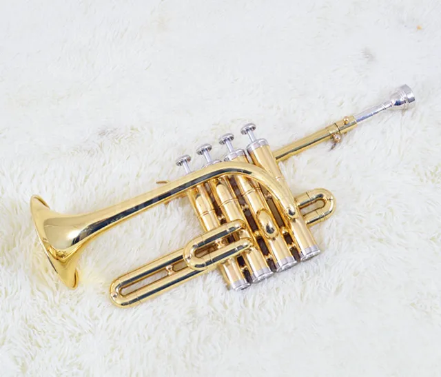 Cheap Bb Piccolo Trumpet in Lacquer Brass Piccolo trumpet Musical instruments Free shipping