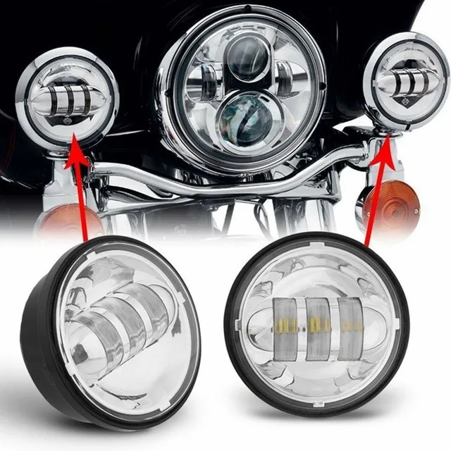

4 1/2" Motorcycle LED Auxiliary + 4.5" Brackets With Trim Ring For Harley Street Glide for Harley Touring Electra Glide