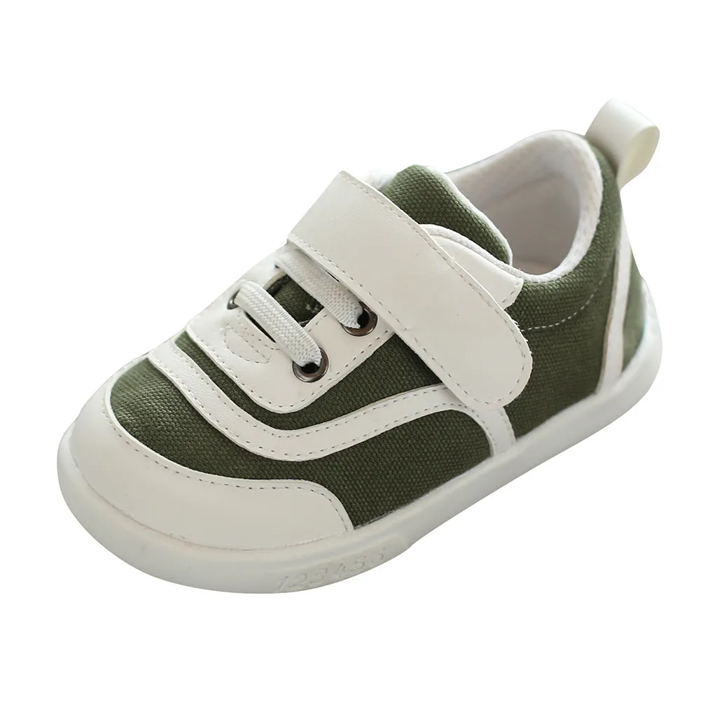 Baby Girl Summer Autumn Shoes Kids Boy Splicing Canvas Cloth First Walkers Anti-slip Soft Sole Toddler Sneakers Prewalkers - Цвет: Army Green