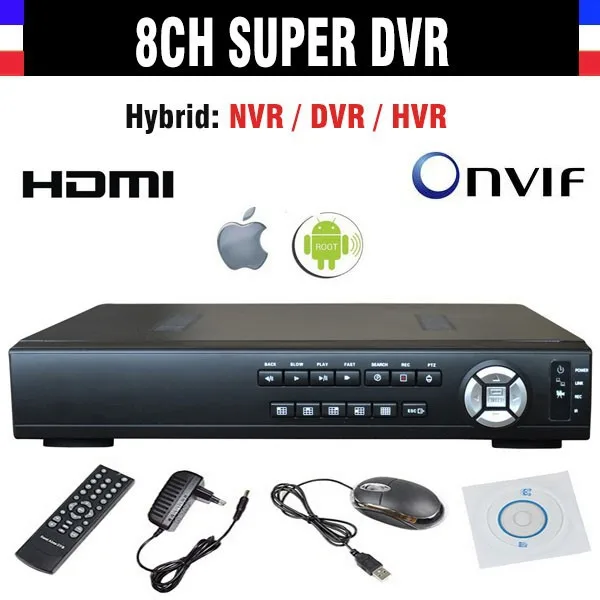 Новый видеонаблюдения DVR 8-канальный H.264 8CH 720 P AHD супер SDVR/HVR/NVR 4in1 видео Регистраторы Поддержка Onvif 1080P HDMI Выход