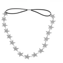Fashion Ladies Metal Chain Jewelry Pentagram Star Elastic Hair Band Headbands Hair Bands women Accessories