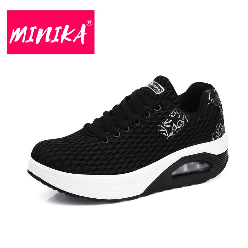 

MINIKA 2018 New Arrival Women Sneakers Lace Up Breathable Women Flat Shoes Spring & Autumn Comfortable Women Mesh Shoes 35-41