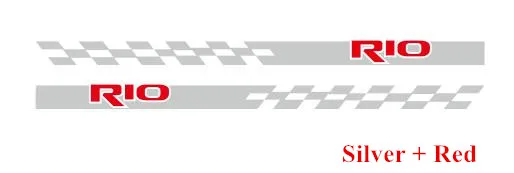 Гоночный флаг полосы наклейки для KIA RIO хэтчбек седан двери автомобиля боковая юбка Стикеры Авто аксессуары кузова виниловые наклейки - Название цвета: Silver-Red
