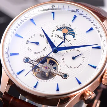

Corgeut Watch 2019 New Sport Mechanical Watch Moon Phase Luxury Wristwatch Mens Watches Top Brand male Clock Men Automatic Watch