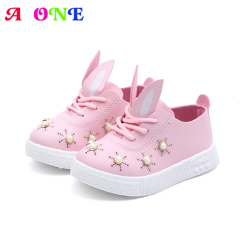 الربيع الخريف الفتيات تزلج الأحذية حذاء طفل الاطفال لطيف أحذية الأطفال حذاء كاجوال أرنب الأذن اللؤلؤ 1 إلى 6 سنوات