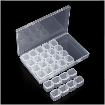 

Adjustable Jewelry Storage Case Plastic 28 Slots Nail Art Storage Box Earring Bin Case Container Rhinestones Storage Boxes AS883