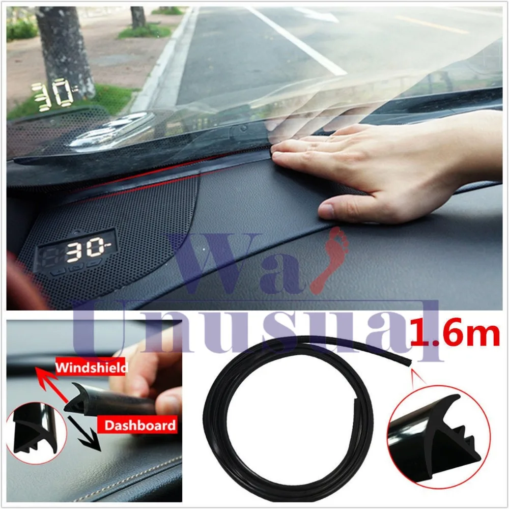 Rubber 1.6m Soundproof Dustproof Sealing Strip for Auto Car Dashboard Windshield 6