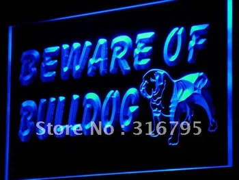 

i837 Beware of Bulldog Display Dog LED Neon Light Sign On/Off Switch 20+ Colors 5 Sizes