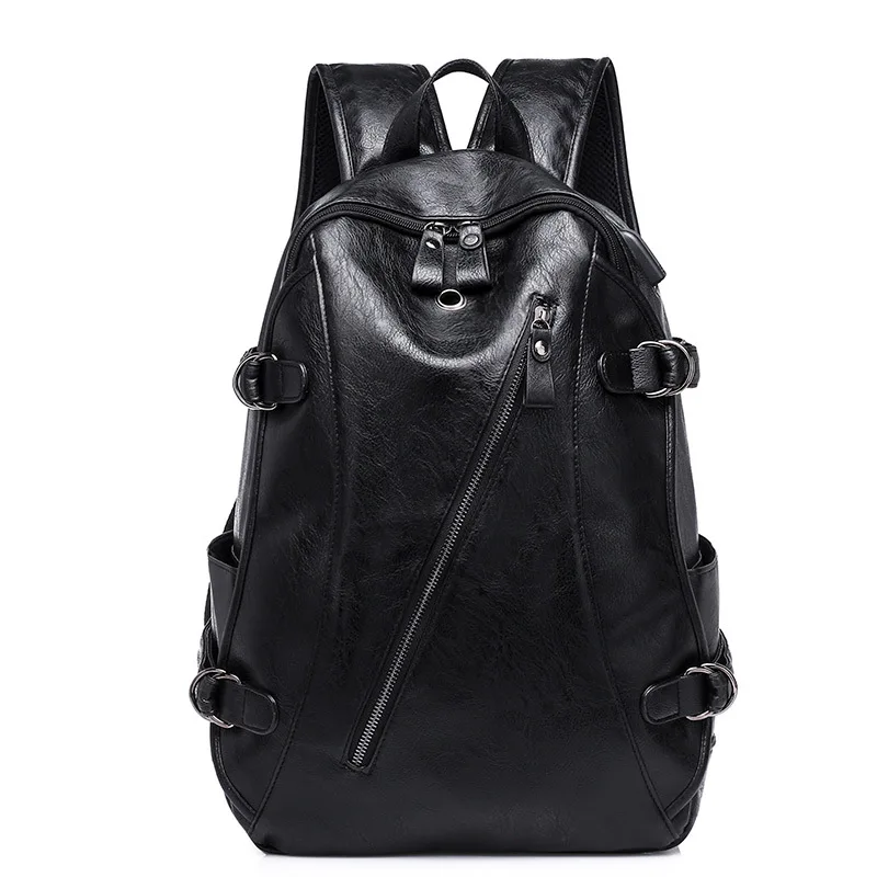 

New Men's Bag Fashion Soft Leather Large Capacity Men's Shoulder Bag Travel Bag Trend USB Charging Computer Backpack