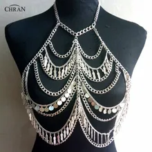 Chran New Boho Multi Layer Chain Bra Bralet Crop Top Sexy Bikini Swimwear Bandeau Crop Top Body Accessory Beach Necklace Jewelry