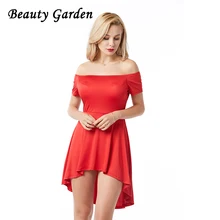 

Beauty Garden Fashion Slash Neck Sexy Dress a-Line Mini-Length Solid Female Vintage Casual Dress