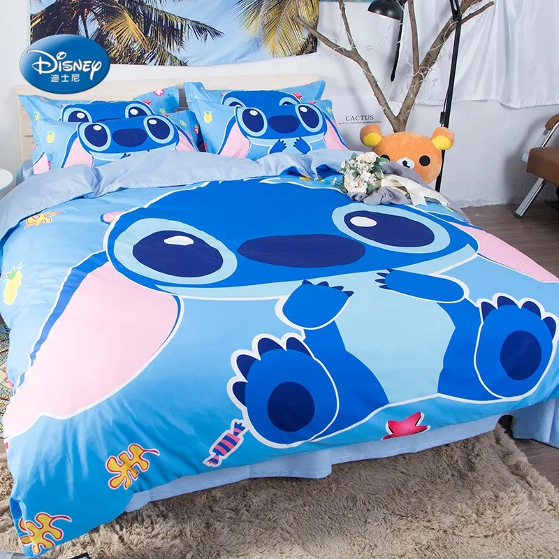 Disney Lilo And Stitch Bedding Set Quilt Cover Blue Comforter Cover 3d Boy Room Decor Bed Clothes King Bed Cover Pillow Cases