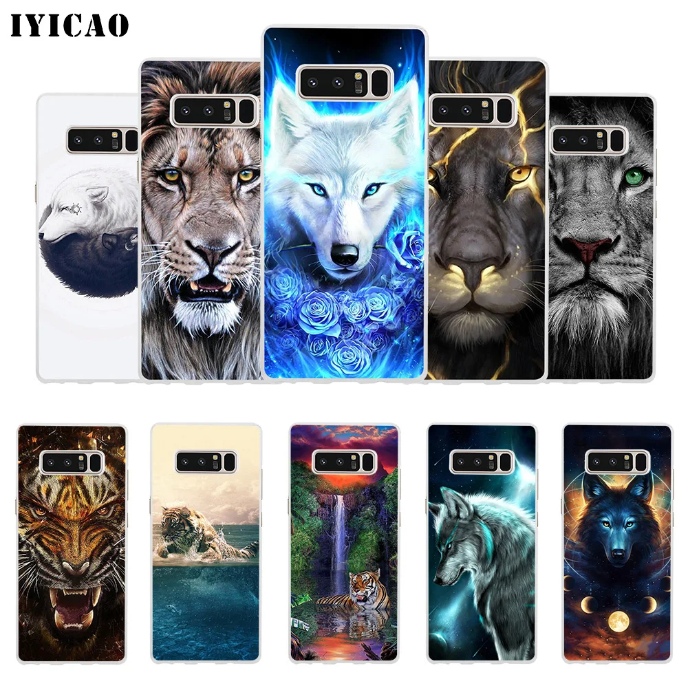 Мягкий силиконовый чехол для телефона IYICAO Cool Animal Wolf lion tiger Samsung A5 A6 Plus A7 A8 A9 J3 J5 J7 Note 8