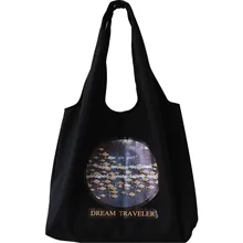 Хлопок Холст эко хозяйственная сумка на плечо сумка Печать Круглый узор BF31