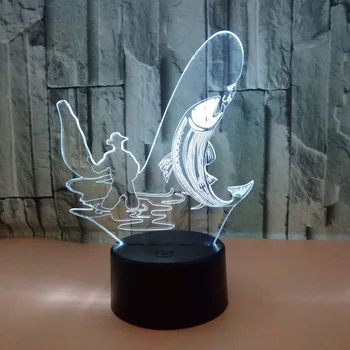 

New Fishing 3d Lamp Colorful Touch 3d Led Lighting Table Lamp Small Gifts 3d Nightlight Luminaria De Mesa Desk Lamp