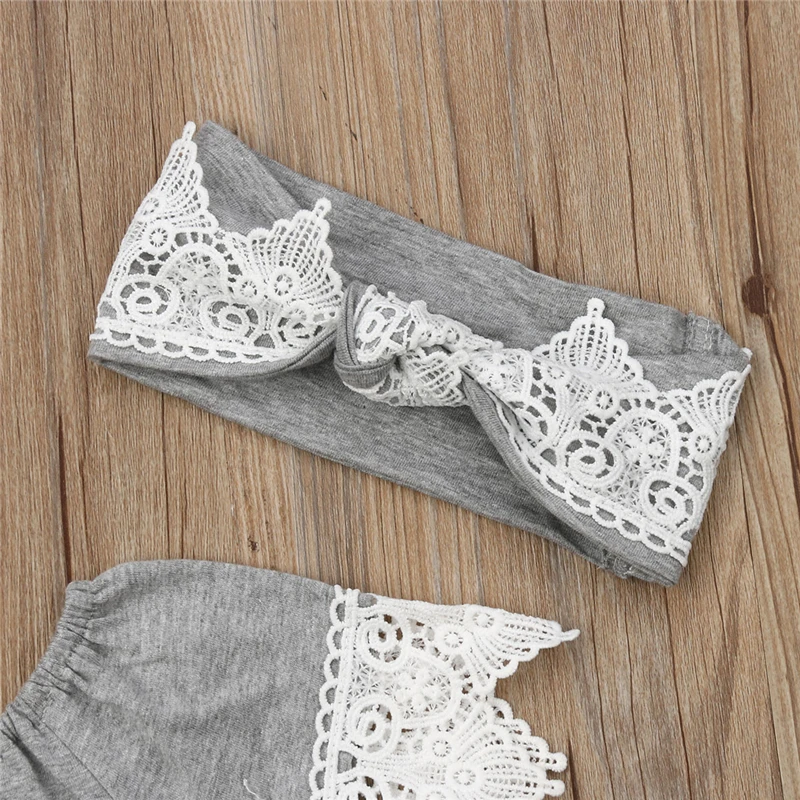Модный летний хлопковый кружевной боди для маленьких мальчиков и девочек, топ, костюм с повязкой на голову, повседневная одежда, Sunsuit, детская одежда, 0-18 месяцев, распродажа