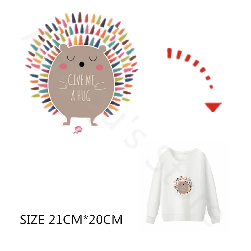 

Hedgehog Stickers Heat Clothes Heat Transfers For Clothes Sensitive Patches Thermal Press Washable Iron On Patch T-Shirt Sweater