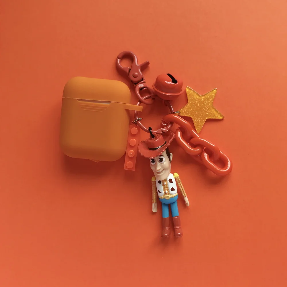 Toy Story's Woody Buzz Lightyear Protective Silicone Bluetooth Wireless Earphone Cover For Apple Airpods 1 2 Case With Keychain