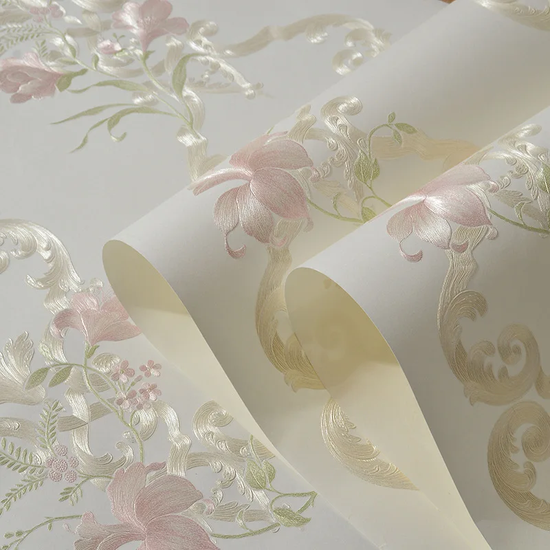 beibehang 3D three-dimensional engraving non-woven wallpaper mural warm Korean-style garden bedroom living room children's room